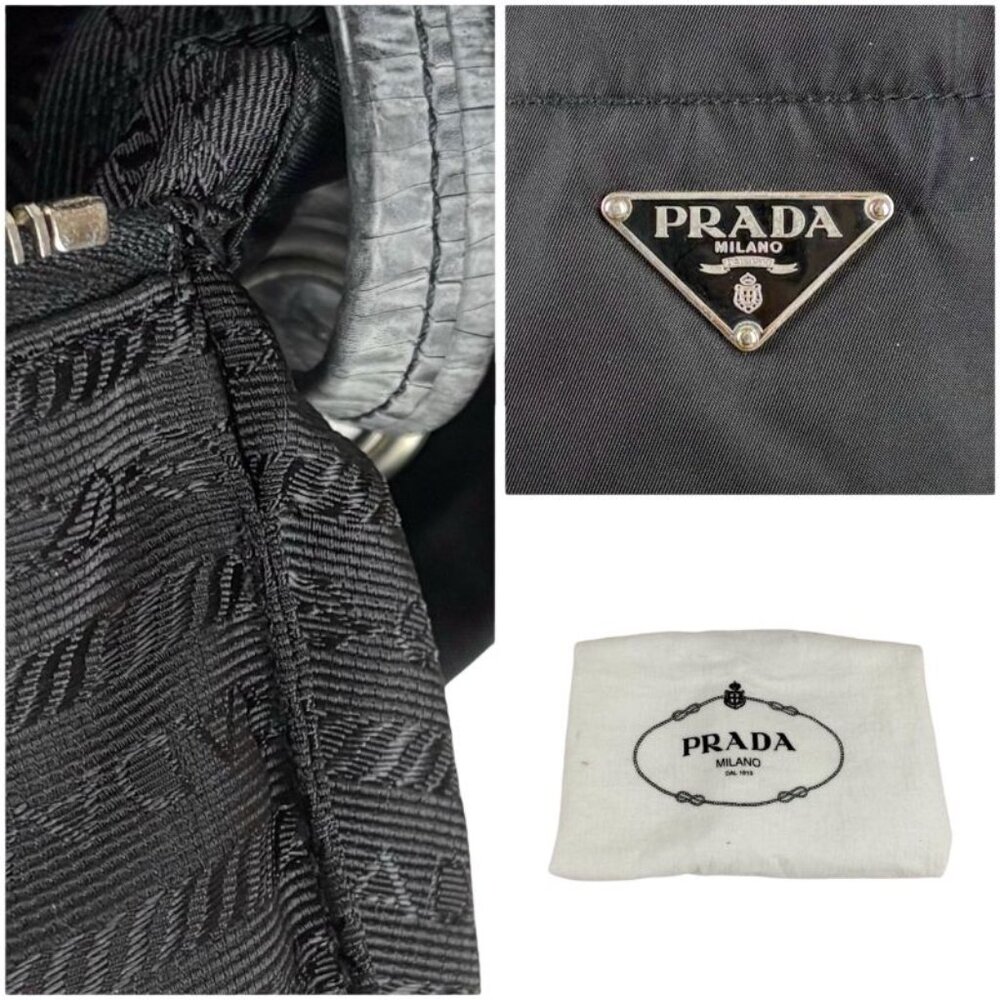 Prada Triangle Logo Drawstring Tote Shoulder Bag … - image 10